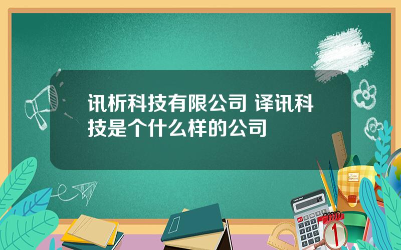 讯析科技有限公司 译讯科技是个什么样的公司